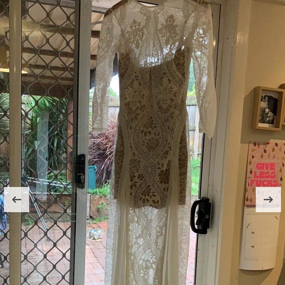 BEACH WEDDING DRESS, Boho Wedding Dress, Elegant White Lace Dress - Picture 11 of 13